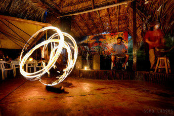 Fire dancer Palenque Performing Chiapas Mexico