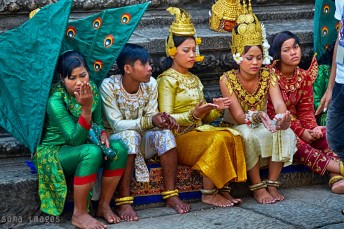 Group of young dancers, Angkor Wat, Cambodia