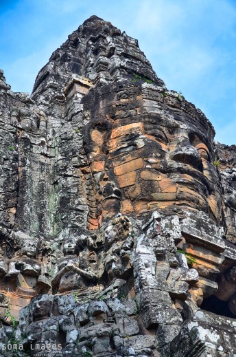 Looking up, Bayon statues, Angkor Wat, Cambodia